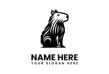 Aufkleber - A stylized black and white logo featuring a capybara in a seated pose with text below.