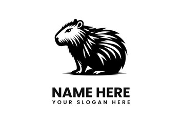 Aufkleber - A stylized black and white logo featuring a capybara in profile.