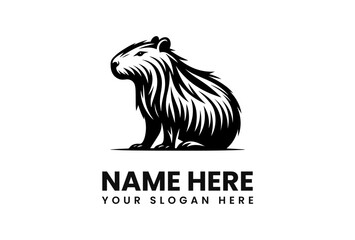 Aufkleber - A stylized black and white logo featuring a detailed capybara.