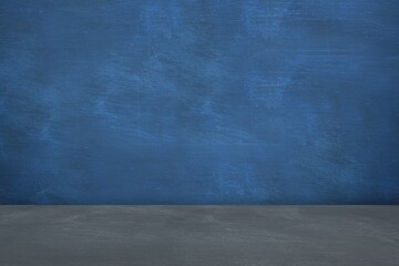 Poster - Minimalist flat design scene is showing grey textured surface merging into blue painted backdrop