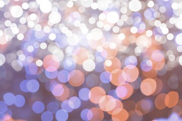 Poster - Multicolored bokeh light circles are floating in abstract flat design, white lavender orange hues