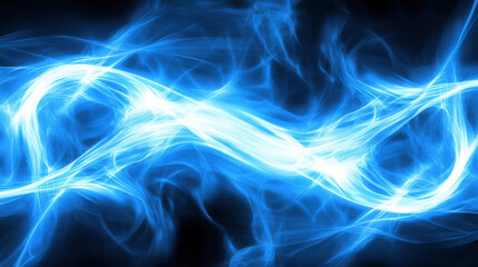 Fototapete - Abstract blue energy wave with electric current. Futuristic background for technology, science, and digital concepts.