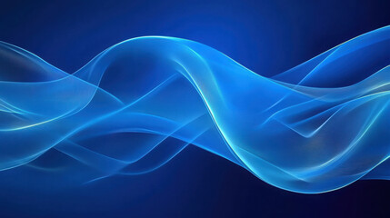 Fototapete - Blue abstract wave background. Modern digital stream motion. Technology data lines. Sound ripple fluid dynamic visualization. Futuristic art.