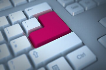Leinwandbilder - Pink enter key on keyboard