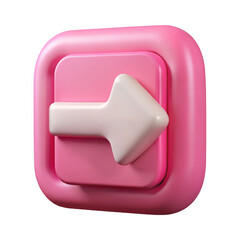 Aufkleber - 3d pink and white exit button icon isolated on transparent background