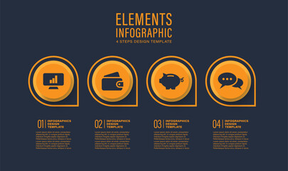 Poster - Modern infographic template with business icons. Four steps or processes vector infographic layout