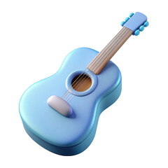 Aufkleber - 3d render of a light blue acoustic guitar isolated on transparent background