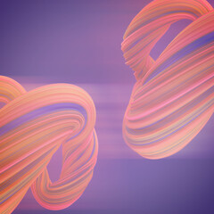 Aufkleber - Colorful three-dimensional ribbons with delicate shimmers of pink and blue. 3d rendering digital illustration