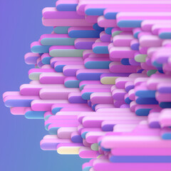 Aufkleber - Geometric composition with rectangles filled with shimmering blues and pinks. 3d rendering digital illustration