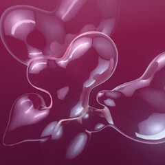 Aufkleber - Digital illustration depicting voluminous translucent bubbles shimmering with light. 3d rendering