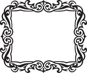 Poster - Elegant black ornate decorative frame with swirling floral scrollwork and filigree on a white background
