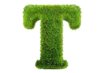 Fototapete - Grass font 3d rendering letter T isolated on a transparent or white background