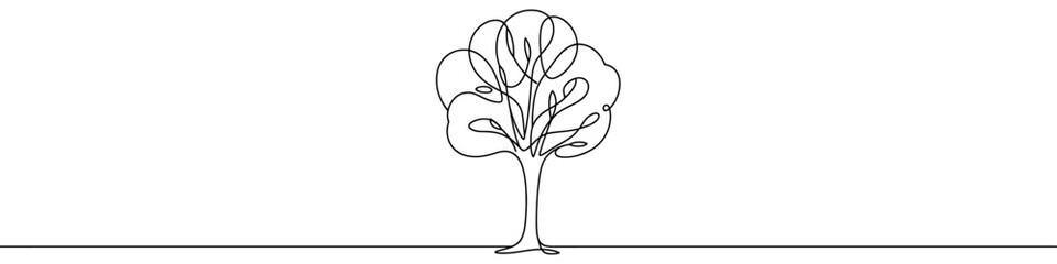 Tree icon. Continuous one line drawing of tree. Tree in one line style, isolated on white background. Vector illustration.
