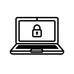 Fototapete - Laptop with locked screen symbol in minimalist black and white style  