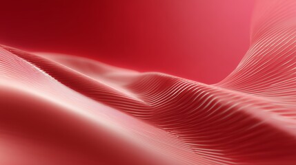 Fototapete - Curved red waves create an abstract landscape by manipulating texture and light in a visually striking composition