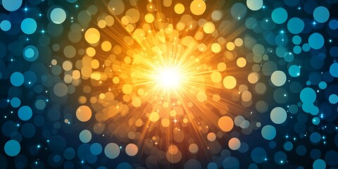 Poster - Radiant Convergence Abstract Beams of Light Illuminate Glowing Bokeh Circles in Modern Design