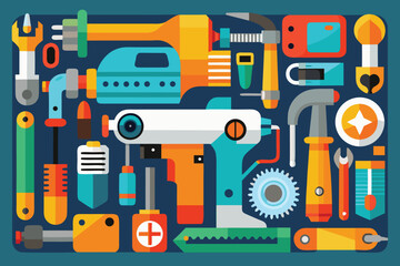 Poster - Colorful Tools Collection Illustration