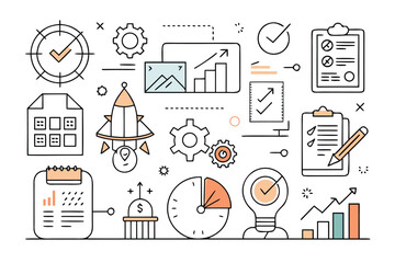 Poster - 12 Minimalist Line Icons in a Grid Layout