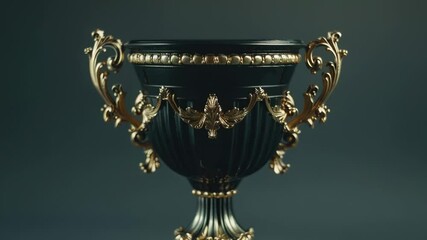 Aufkleber - A decorative vase on a table with black and gold colors