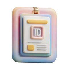 Aufkleber - A simple 3D rendered icon depicting a pastel colored minimalist identification card with a clean smooth design and abstract geometric shapes