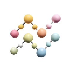 Aufkleber - Colorful smooth and minimalist 3D of connected dots creating a zigzag chart design on a pastel colored axis with a clean white background