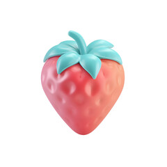 Aufkleber - Vibrant 3D rendering of a stylized strawberry fruit in a pastel color palette featuring a smooth clay like surface and minimal modern design