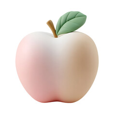 Aufkleber - Soft smooth 3D render of a pastel colored apple icon with a delicate leaf in a minimalist clean design style