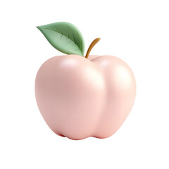 Aufkleber - A minimalist pastel colored 3D clay style icon depicting a fresh natural looking apple with a leaf showcasing a smooth soft and modern design on a clean white background