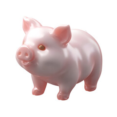 Aufkleber - A cute 3D ceramic piglet figurine with a pastel pink color smooth and glossy surface and a simple minimal design