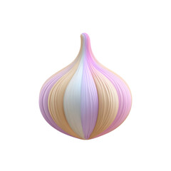 Aufkleber - A minimalist pastel colored 3D clay style icon of an onion bulb with a soft smooth surface and a centered design on a white background
