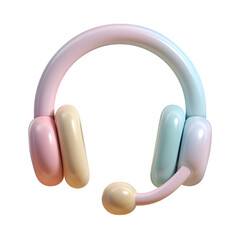 Aufkleber - Soft smooth and minimalistic 3D clay style headset in a pastel color palette designed for customer support and virtual communication