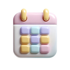 Aufkleber - A 3D clay style calendar icon featuring a soft smooth pastel color palette and a minimalist design showcasing a delivery schedule or planner