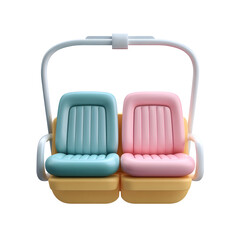 Aufkleber - A pastel colored minimalist icon depicting a ski lift chair with two seats in a smooth clay style texture and design centered on a plain white background