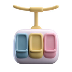 Aufkleber - A stylized 3D rendered image of a pastel colored gondola cable car with a smooth clay like surface and a minimalist centered design on a clean white background