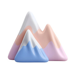 Aufkleber - Serene pastel colored 3D clay style mountain peaks forming a minimalist abstract icon on a clean white background