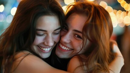 Leinwandbilder - Two women embracing, showing affection and friendship