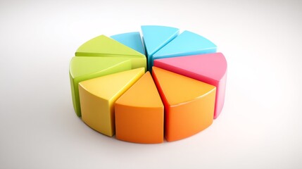 Poster - D pie chart with vibrant segments on a white background, each section slightly separated for emphasis, with light shadow for a polished effect