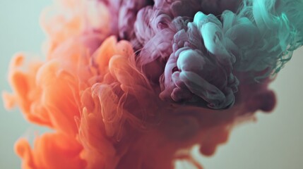 Fototapete - An artistic shot of multi-colored smoke swirling against a light backdrop, blending and flowing together to create an abstract, dreamy effect