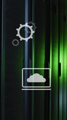 Poster - Animation of tech icons over servers