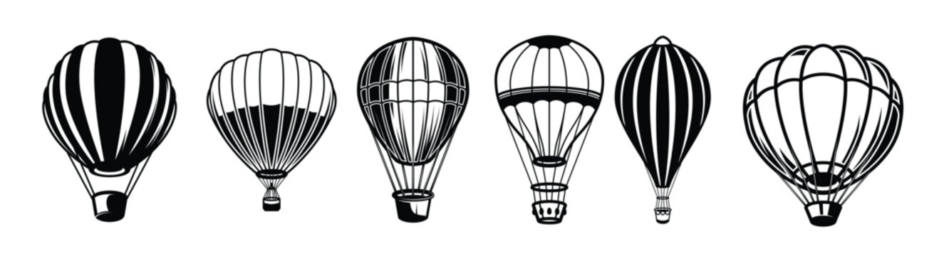 set air balloon illustrations element logo label emblem sign image