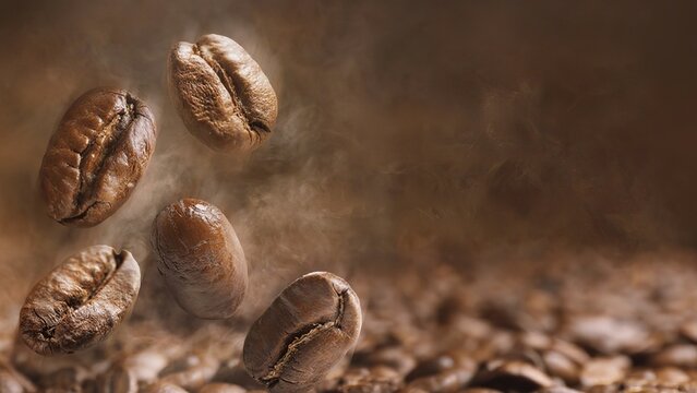 Roasted Coffee Beans Design Element with Texture and Brown Tones for Commercial Use