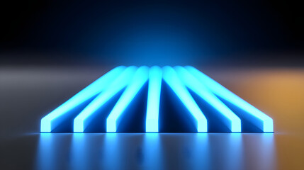 Poster - Light rays and stripes moving fast on dark background, abstract speed line technology concept illustration