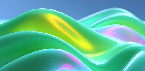 Poster - Stylish corrugated dynamic high-end green mixed color fluid gradient abstract background