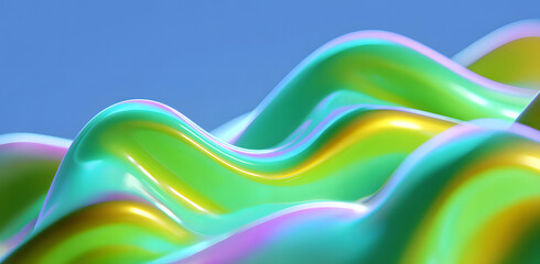 Poster - Stylish corrugated dynamic high-end green mixed color fluid gradient abstract background