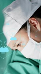 Poster - Animation of dna strand over diverse surgeons in hospital