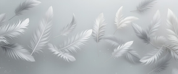 Naklejka na meble Feather pattern in soft gray and white, floating on a light pastel backdrop