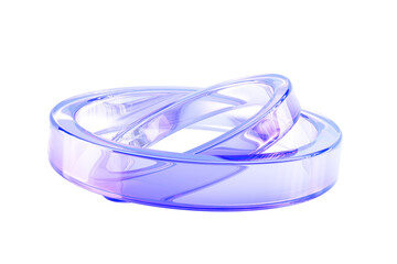 Poster - 3d abstract glass holographic transparent circles. Crystal glossy rings with motion effect, blue pink gradient. Render iridescent light geometric circular lines, isolated art object
