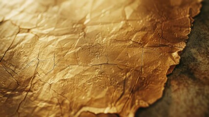 Aufkleber - A close-up view of a piece of gold paper with intricate details
