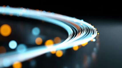 Poster - A blurry image of a wire with a blue and orange line. The wire is surrounded by a series of bright, colorful dots. The image has a dreamy, ethereal quality to it