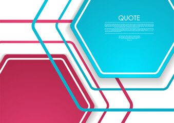 Poster - Blue and purple paper hexagons abstract geometric tech background. Technology vector design